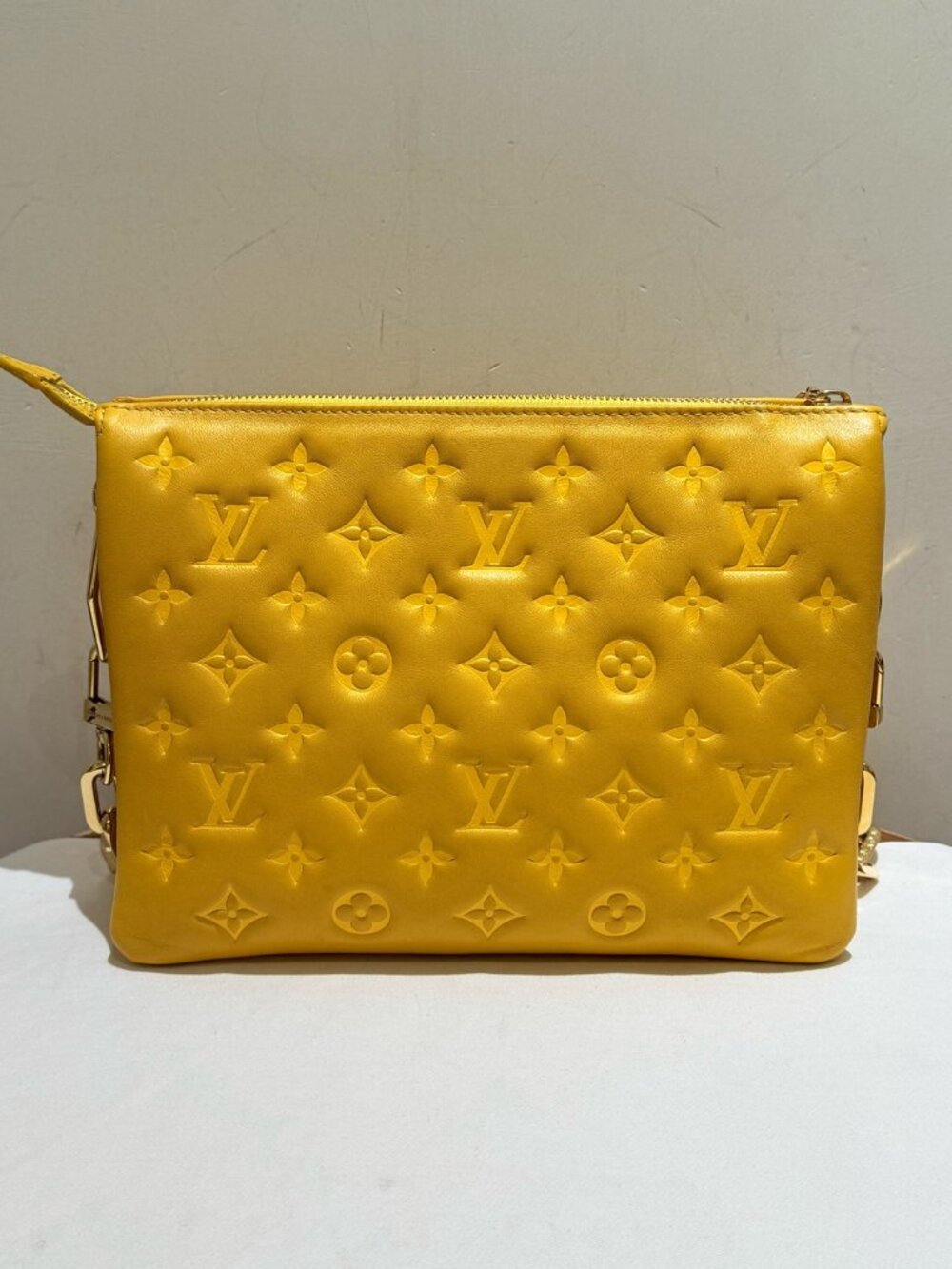 Louis Vuitton Coussin PM Yellow Monogram Embossed Lambskin Chain Crossbody Bag
